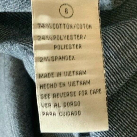 Shelby & Palmer Dress Women Sz 6 Belted Roll Up Sleeve Button Flap Pockets Denim - Picture 8 of 9